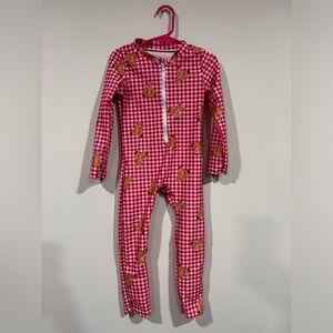 Red checker swimsuit or jumpsuit for  baby 2-3t